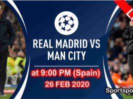 Real madrid vs man city 26 feb 2020
