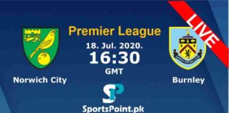 Norwich City vs Burnley live Streaming 18-7-20