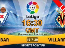 Villarreal vs Eibar laliga live streaming 19-7-20