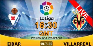 Villarreal vs Eibar laliga live streaming 19-7-20
