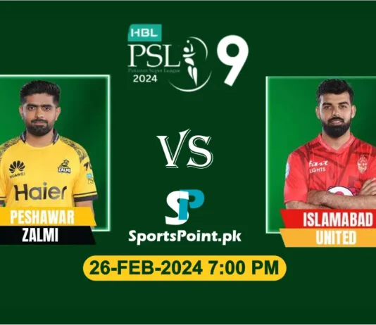 peshawar zalmi vs islamabad united live score match13 psl 2024